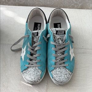 GGDB Turquoise and Silver Glitter Sneakers